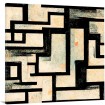 Cuadro abstracto geométrico en tonos beige y negro, con diseño de líneas rectas y formas en bloque-Cuadrostock