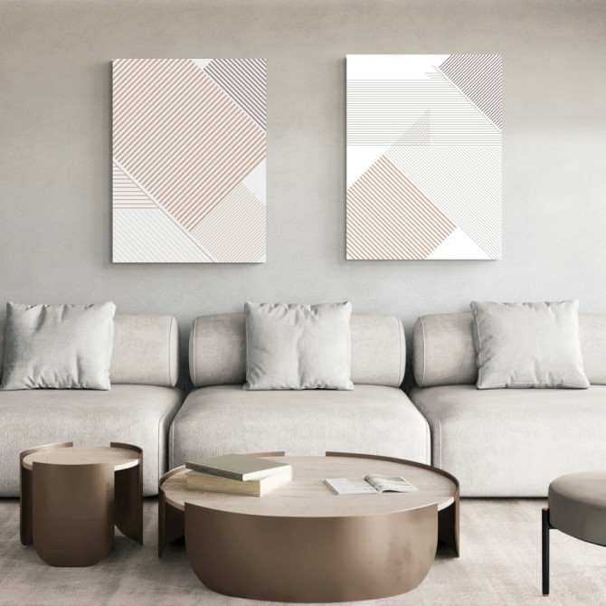 Conjunto de 2 cuadros abstractos disponible en varios tonos de marco - Cuadrostock