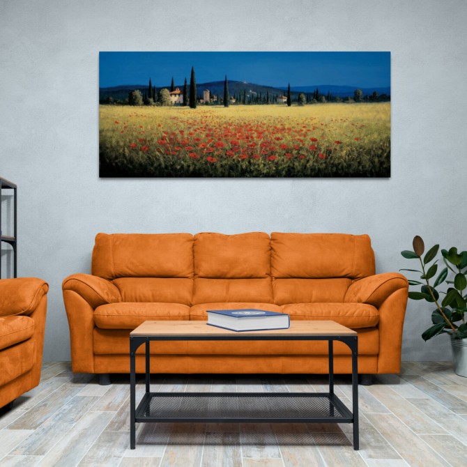 Tuscan Panorama - Poppies - Cuadrostock