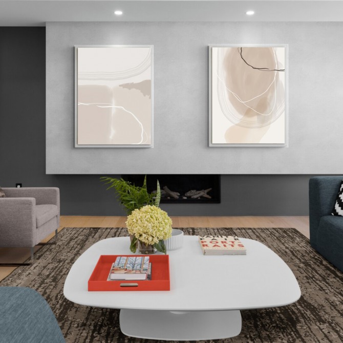Conjunto de 2 cuadros abstractos en tonos beige, ideal para decoraciones modernas - Cuadrostock