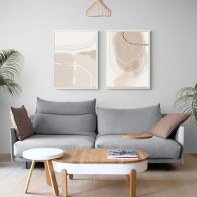 Conjunto de 2 cuadros abstractos en tonos beige, ideal para decoraciones modernas - Cuadrostock