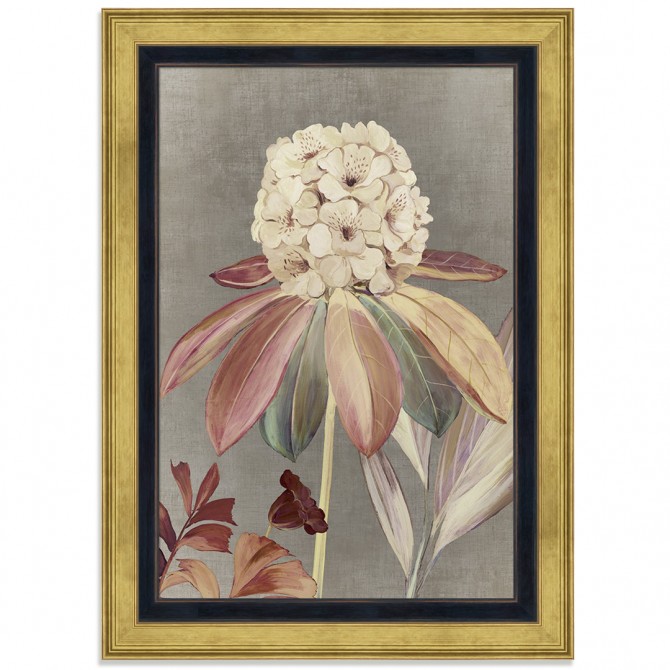 Conjunto de 2 cuadros de flores estilo clásico con marco dorado - Cuadrostock