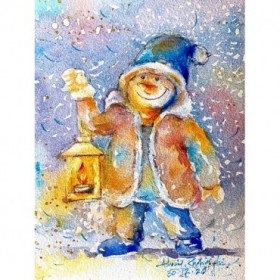 Snowman With Lantern - Cuadrostock