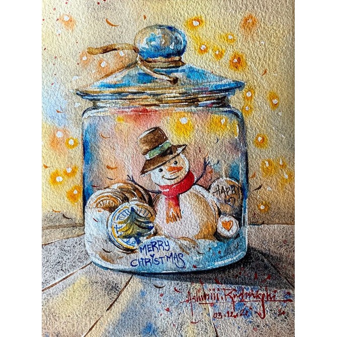 Snowman In Jar - Cuadrostock