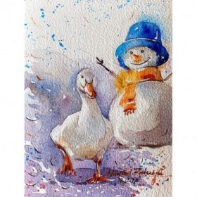 Goose And Snowman - Cuadrostock