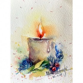 Candle With Cherries - Cuadrostock