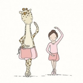 Girl and Giraffe Ballerina - Cuadrostock