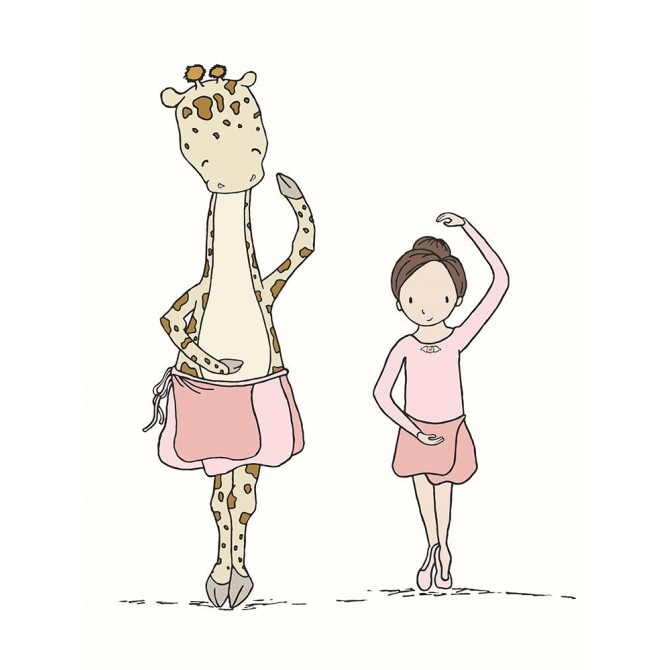 Girl And Giraffe Ballerina - Cuadrostock