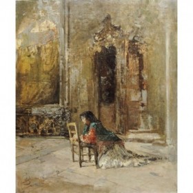 A Woman at Prayer In a Church - Cuadrostock