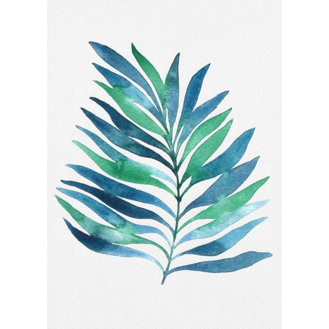 Blue and Green Watercolor Leaves 1 - Cuadrostock