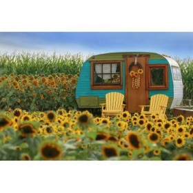Vintage Camper and Sunflowers 2 - Cuadrostock