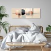 Cuadro panorámico moderno y abstracto en tonos rosas, gris y cremas