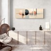 Cuadro panorámico moderno y abstracto en tonos rosas, gris y cremas