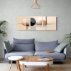 Cuadro panorámico moderno y abstracto en tonos rosas, gris y cremas