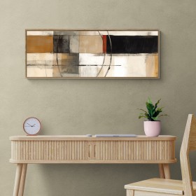 Cuadro abstracto moderno con formas geométricas y una paleta de tonos neutros y cálidos- Cuadrostock