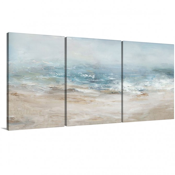 Tríptico decorativo con escena de mar  en calma,ideal para para aportar frescura y serenidad a cualquier ambiente - Cuadrostock