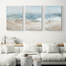 Tríptico decorativo con escena de mar  en calma,ideal para para aportar frescura y serenidad a cualquier ambiente - Cuadrostock