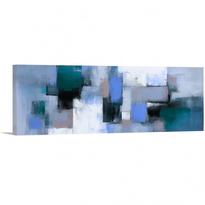 Cuadro panorámico abstracto tonos azules. Disponible en varios colores de marco - Cuadrostock