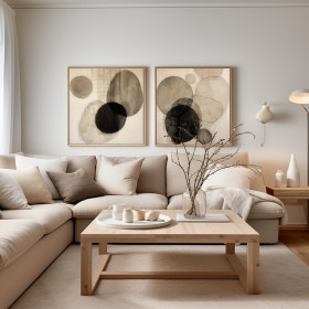 Juego de dos lienzos abstractos en tonos beige,idela decoración moderna-Cuadrostock