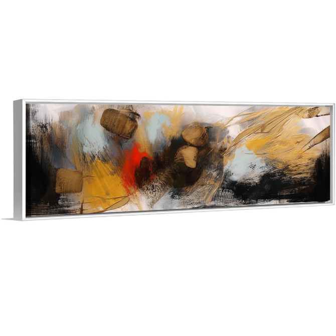 Cuadro abstracto en amarillo, negro y rojo con trazos expresivos y dinámicos-Cuadrostock