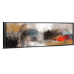 Cuadro panorámico abstracto con líneas curvas, texturas salpicadas y un intenso juego de colores vivos y neutros| Cuadrostock