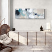 Cuadro abstracto con flores estilizadas en tonos azules, blancos y beige, ideal para decoración moderna-Cuadrostock