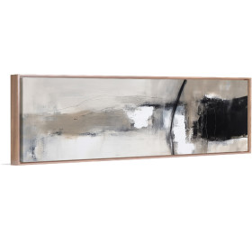 Cuadro abstracto panorámico en blanco, negro y gris, estilo contemporáneo decorativo