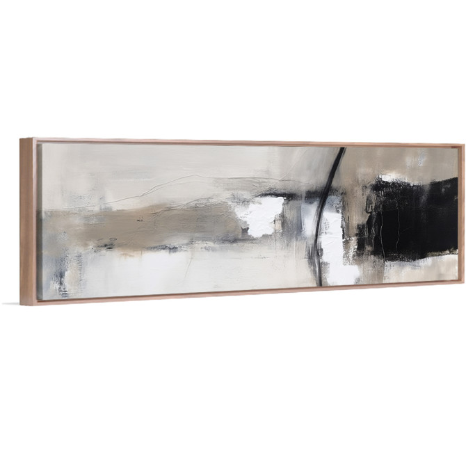 Cuadro abstracto panorámico en blanco, negro y gris, estilo contemporáneo decorativo Cuadro abstracto panorámico en blanco, negro y gris, estilo contemporáneo decorativo