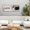 Cuadro abstracto panorámico en blanco, negro y gris, estilo contemporáneo decorativo