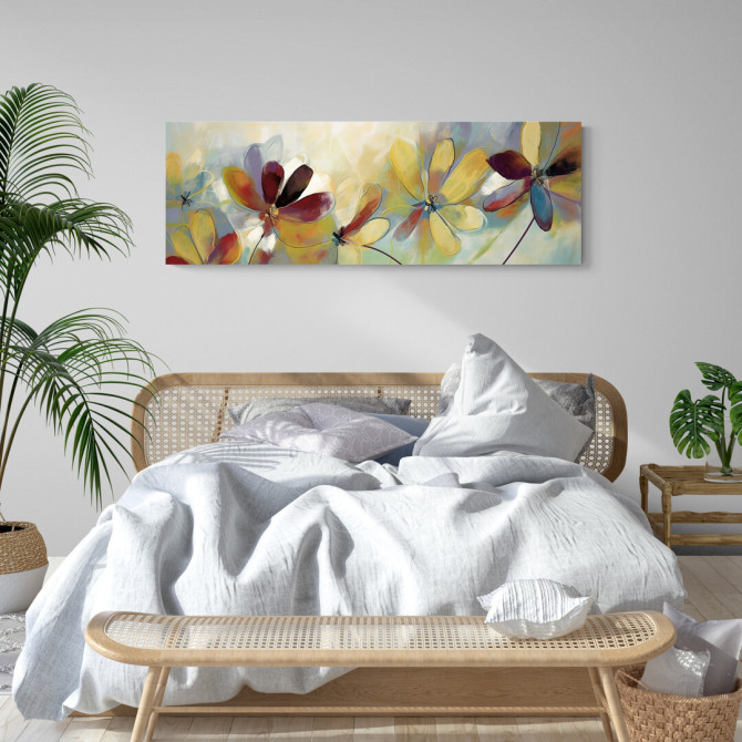 Cuadro de flores en tonos cálidos y vivos, perfecto para dar alegría y energía a cualquier espacio- Cuadrostock