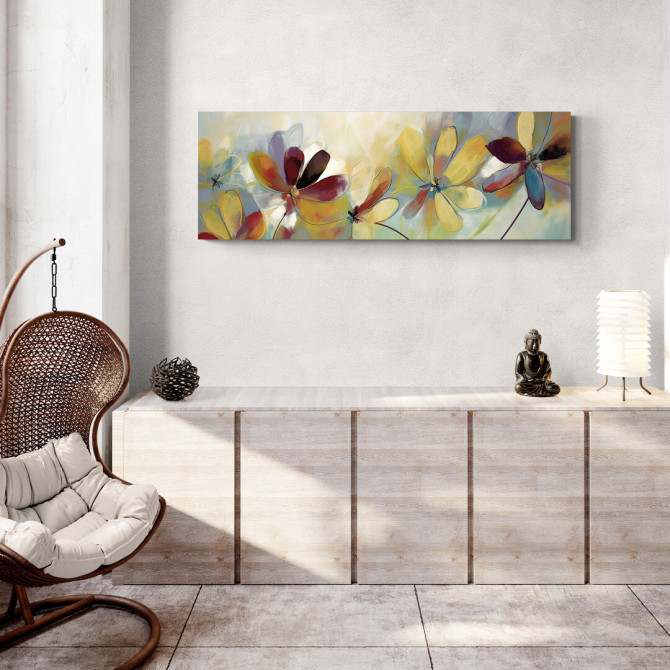 Cuadro de flores en tonos cálidos y vivos, perfecto para dar alegría y energía a cualquier espacio- Cuadrostock