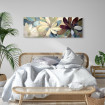 Cuadro decorativo floral con grandes pétalos en tonos crema, burdeos y azul, ideal para ambientes relajados-Cuadrostock