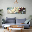 Cuadro decorativo floral con grandes pétalos en tonos crema, burdeos y azul, ideal para ambientes relajados-Cuadrostock