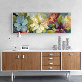 Cuadro decorativo con flores de gran formato en colores vibrantes y fondo suave-Cuadrostock