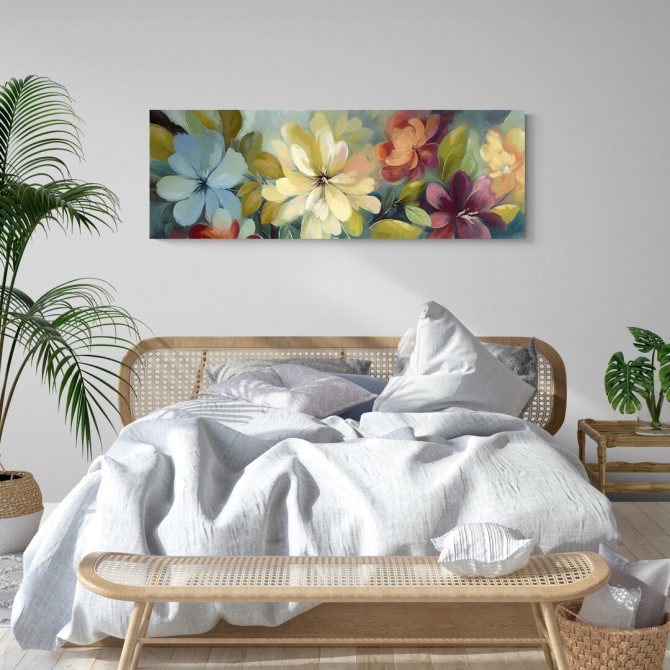 Cuadro decorativo con flores de gran formato en colores vibrantes y fondo suave-Cuadrostock