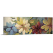 Cuadro decorativo con flores en tonos amarillos, rojos y azules sobre fondo verde-Cuadrostock