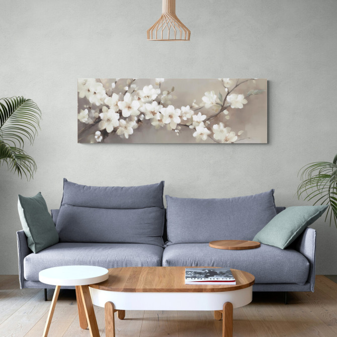 Delicadas flores blancas  una composición sutil y elegante que aporta serenidad a cualquier espacio-Cuadrostock