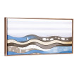 Cuadro abstracto con ondas en tonos azules, beige y marrones, estilo acuarela