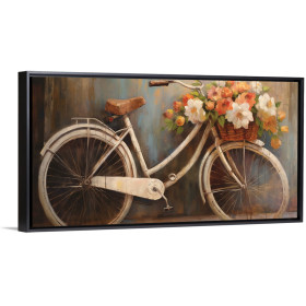 Cuadro estilo vintage de bicicleta con flores - Cuadrostock