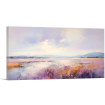Cuadro de paisaje abstracto con tonos lavanda, violetas y naranjas al amanecer- Cuadrostock