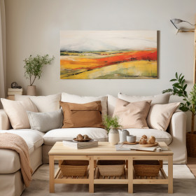 Cuadro con campos en tonos rojizos, amarillos y verdes -Cuadrostock