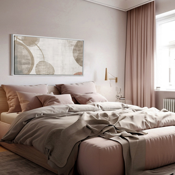 Cuadro decorativo abstracto con formas suaves en tonos beige, marrón claro y blanco Cuadro decorativo abstracto con formas suaves en tonos beige, marrón claro y blanco