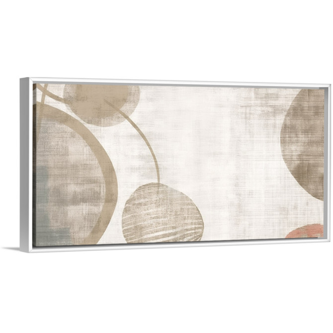 Cuadro decorativo abstracto con formas suaves en tonos beige, marrón claro y blanco