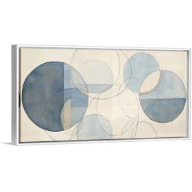 Cuadro abstracto con esferas azules y cremas para dar un toque actual y moderno