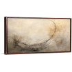 Cuadro decorativo abstracto en tonos neutros con trazo circular oscuro sobre fondo beige difuminado