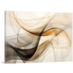 Cuadro decorativo abstracto con curvas fluidas en tonos humo, beige y ámbar sobre fondo claro