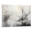 Cuadro abstracto en blanco y negro con líneas orgánicas como raíces o ramas