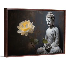 Decoración Buda y flor blanca - Cuadrostock