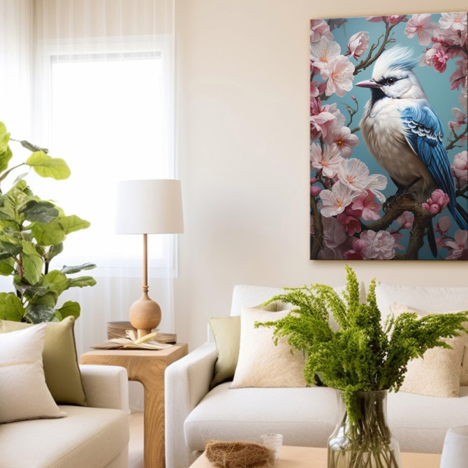 Arte para Pared: Pájaro con flores - Cuadrostock