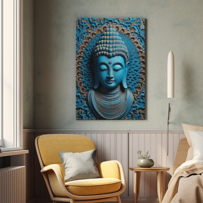 Cuadro de fijura de Buda en tonos azules - Cuadrostock